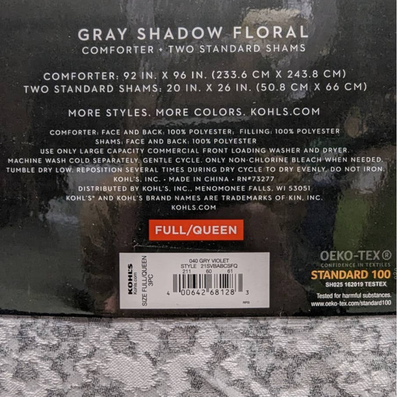 Simply Vera Vera Wang Gray Floral Impressions 3 Piece Comforter Set Full / Queen - Picture 4 of 7